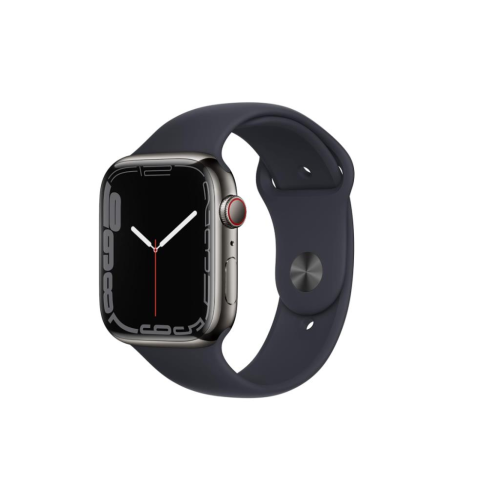 Apple Watch Series 7 Gps + Cellular, 45MM Graphite Stainless Steel With Midnight Sport Band - MNAX3TU/A