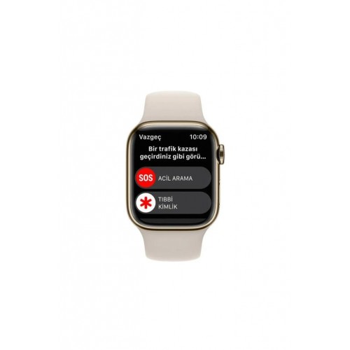 Apple Watch Series 8 GPS + Cellular 41mm Altın Paslanmaz Çelik Kasa ve Spor Kordon Akıllı Saat - Outlet