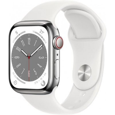 Apple Watch Series 8 GPS + Cellular 45mm Gümüş Paslanmaz Çelik Kasa ve Spor Kordon Akıllı Saat - Teşhir