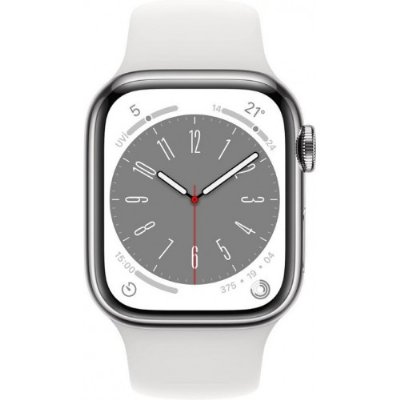 Apple Watch Series 8 GPS + Cellular 45mm Gümüş Paslanmaz Çelik Kasa ve Spor Kordon Akıllı Saat - Teşhir