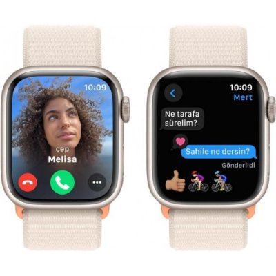 Apple Watch Series 9 GPS 41mm Yıldız Işığı Alüminyum Kasa ve Yıldız Işığı Spor Loop Kordon Akıllı Saat