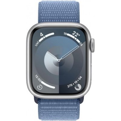 Apple Watch Series 9 GPS + Cellular 45mm Gümüş Rengi Alüminyum Kasa ve Buz Mavisi Spor Loop Kordon Akıllı Saat