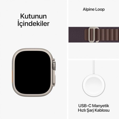 Apple Watch Ultra 2 GPS + Cellular 49mm Natürel Titanyum Kasa ve Indigo-Alpine Loop Kordon Akıllı Saat