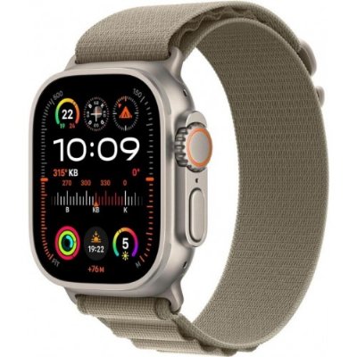 Apple Watch Ultra 2 GPS + Cellular 49mm Natürel Titanyum Kasa ve Klasik Zeytin Yeşili-Alpine Loop Kordon Akıllı Saat