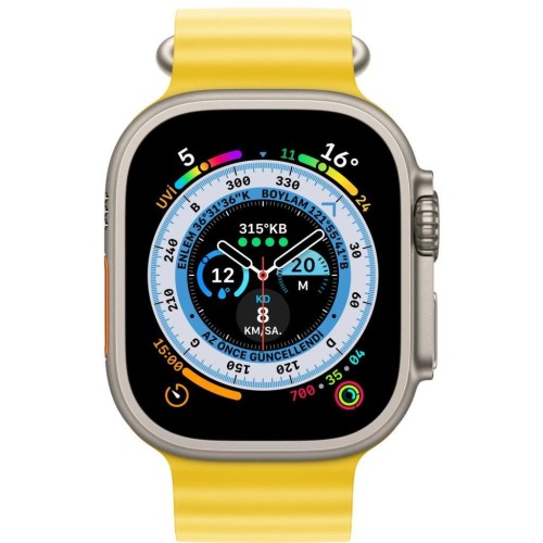 Apple Watch Ultra GPS + Cellular 49mm Titanyum Kasa ve Sarı-Ocean Kordon Akıllı Saat Outlet