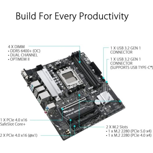 Asus PRIME B650M-A AMD AM5 DDR5 Micro ATX Anakart Teşhir 