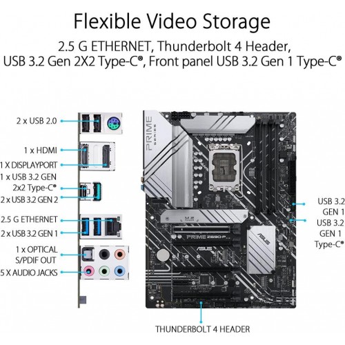 ASUS PRIME Z690 Intel 6000MHz DDR5 LGA1700 ATX Anakart PRIME Z690-P