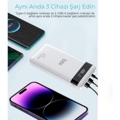 Bix PB202 Beyaz 20000 mAh Hızlı Şarj Powerbank - Teşhir