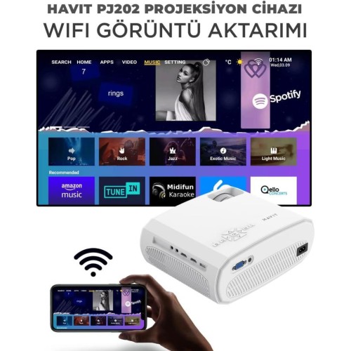 Havit PJ202 220 Lümen Full HD Wi-Fi Projeksiyon Cihazı Teşhir