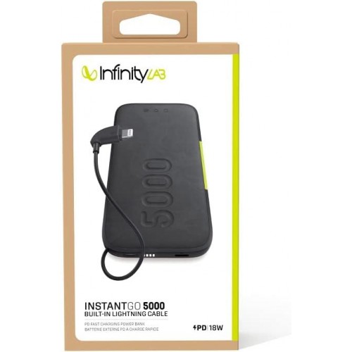 InfinityLab InstantGo Siyah 5000 mAh Lightning Kablolu Hızlı Şarj Powerbank