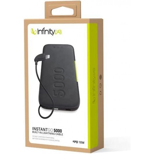 InfinityLab InstantGo Siyah 5000 mAh Lightning Kablolu Hızlı Şarj Powerbank