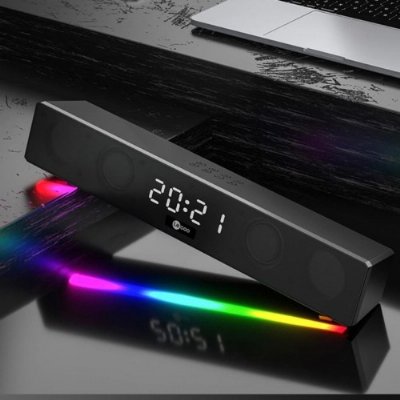 Lenovo Lecoo DS103 RGB Bluetooth Stereo Radyo + Saat/Alarm 10W Soundbar Speaker Siyah