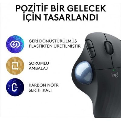 Logitech Ergo M575 910-005872 Siyah Trackball Ergonomik Optik Kablosuz Mouse - Teşhir