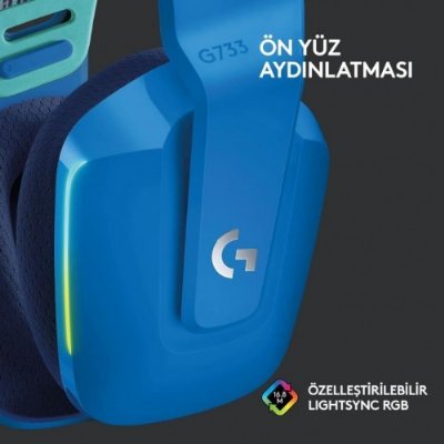 Logitech G733 7.1 981-000943 Mavi Kablosuz Mikrofonlu Kulak Üstü Oyuncu Kulaklığı - Teşhir