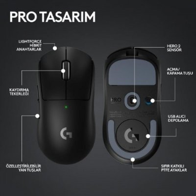 Logitech G PRO X Superlight 2 910-006631 Siyah Lightspeed Hero Şarjlı Optik Kablosuz Oyuncu Mouse