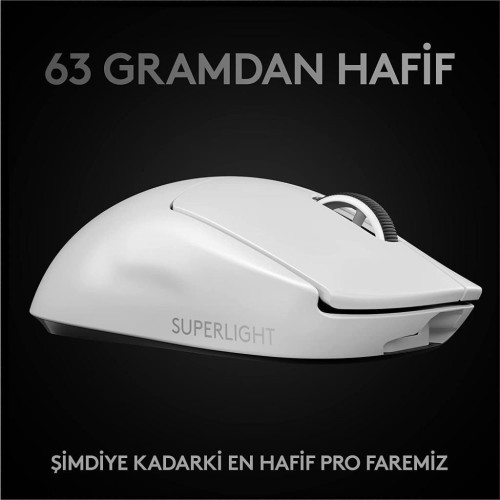 Logitech G PRO X Superlight Hero 910-005943 Kablosuz Oyuncu Mouse Beyaz