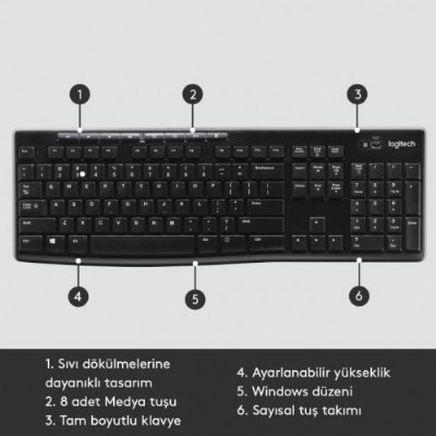 Logitech K270 Kablosuz Klavye, Tuş Takımı - Teşhir