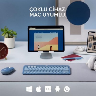 Logitech K380 Mavi Kablosuz Klavye Outlet