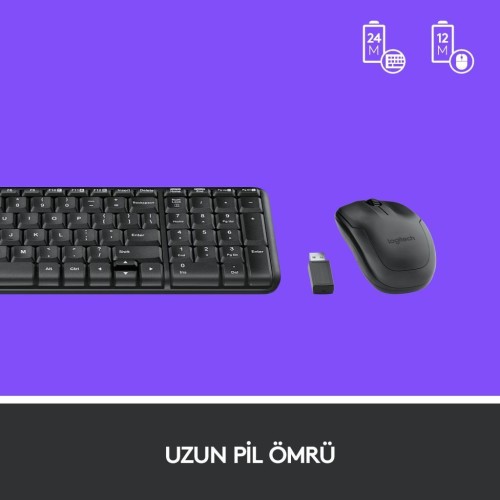 Logitech MK220 Kablosuz Klavye Mouse Set, Siyah, Q Klavye,-TEŞHİR