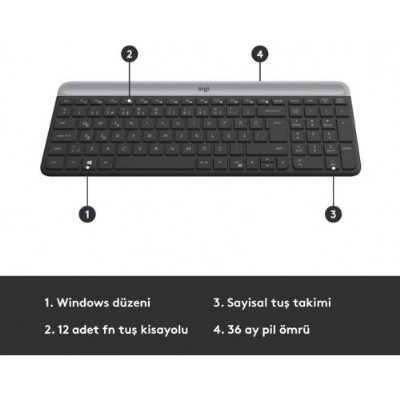 Logitech MK470 Siyah Kablosuz Klavye Mouse Seti - Teşhir