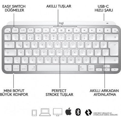 Logitech MX Keys Mini MAC İngilizce Kablosuz Klavye Outlet