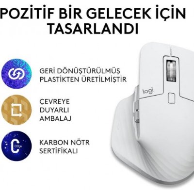 Logitech Mx Master 3S Bluetooth Lazer Mouse Açık Gri