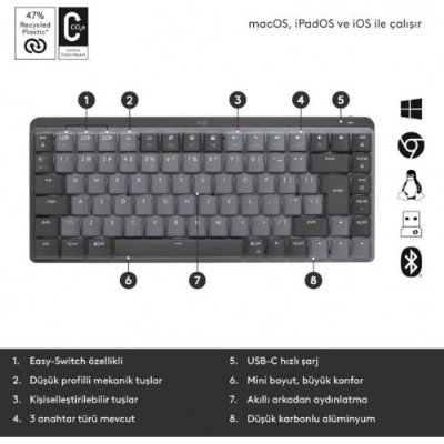 Logitech Mx Mechanical Mini 920-010780 Kablosuz Mekanik Klavye - Outlet