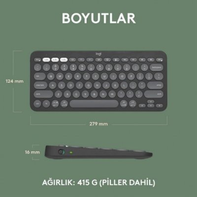 Logitech Pebble Keys 2 K380S 920-011859 Siyah Kablosuz Klavye Teşhir