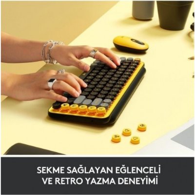 Logitech POP Keys Sarı Siyah Kablosuz Mekanik Klavye - Teşhir