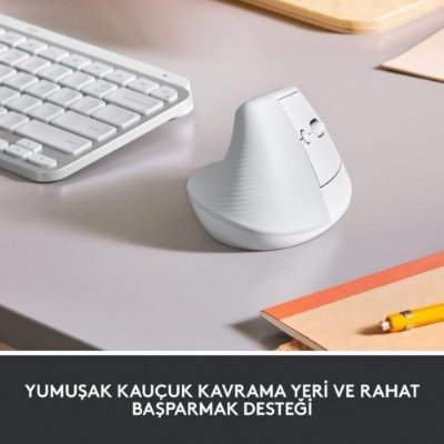 Logitech Lift 910-006475 Beyaz Dikey Sessiz Ergonomik Optik Kablosuz Mouse - Teşhir