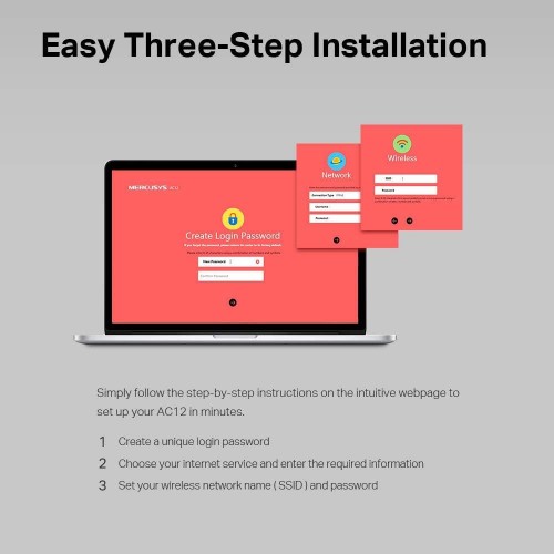 Mercusys AC12, AC1200 Mbps Kablosuz Dual-Band Router