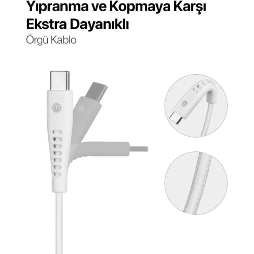 Mojue By Ttec Ekstra Dayanıklı USB-A - USB-C 2A 3'lü Şarj Kablosu Seti 120/200/300cm