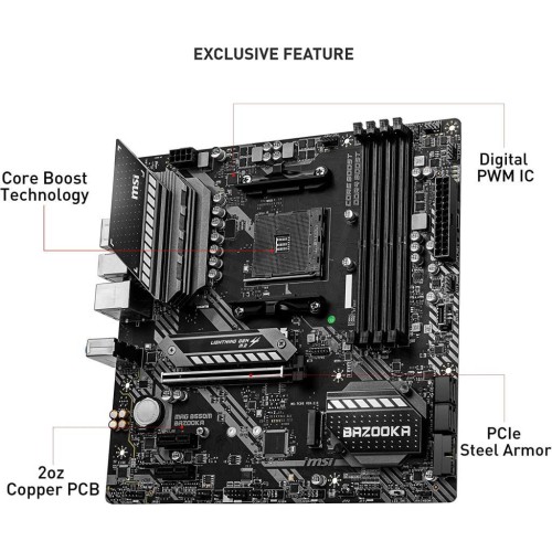 MSI Mag B550M Bazooka AMD AM4 DDR4 Micro ATX Anakart - OUTLET