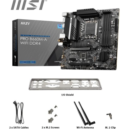 MSI PRO B660M-A WIFI DDR4 1700 DDR4 4800 MHz (OC) DP HDMI M.2 USB3.2 Wi-Fi 2.5G LAN  mATX Anakart