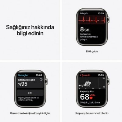 Apple Watch Series 7 GPS + Cellular 41mm Grafit Paslanmaz Çelik Kasa ve Milano Döngüsü Kordon Akıllı Saat(İthalatçı Garantili)