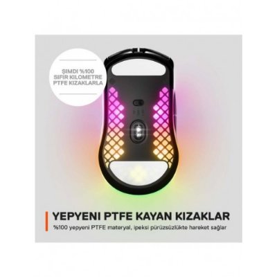 SteelSeries Aerox 3 Onyx RGB Şarjlı Ergonomik Optik Kablosuz Oyuncu Mouse - TEŞHİR