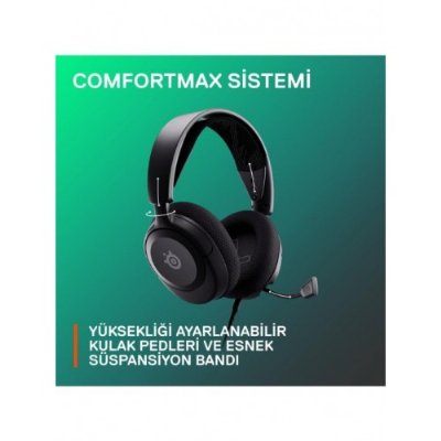 SteelSeries Arctis Nova 1 Siyah Kablolu Mikrofonlu Kulak Üstü Oyuncu Kulaklığı - Teşhir