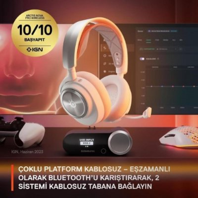 SteelSeries Arctis Nova Pro Beyaz Kablolu/Kablosuz Kulak Üstü Oyuncu Kulaklığı Teşhir