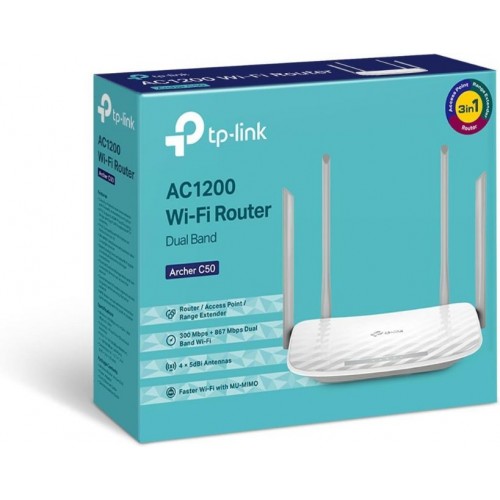 TP-Link Archer C50, AC1200 Mbps Kablosuz Dual-Band Access Point / Menzil Genişletici ve Router