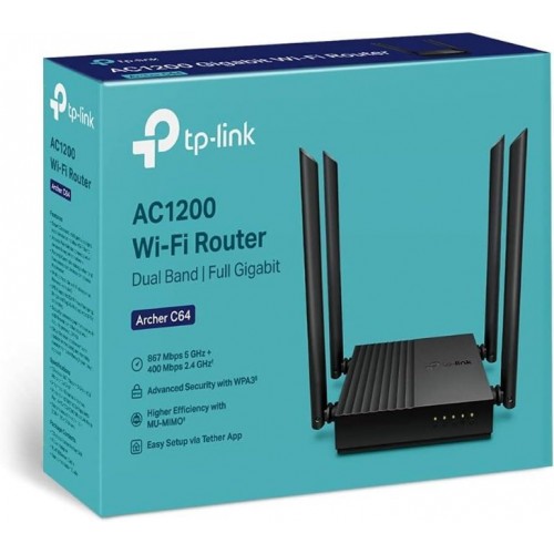 TP-Link Archer C64 4 Port 1200 Mbps Router - Outlet