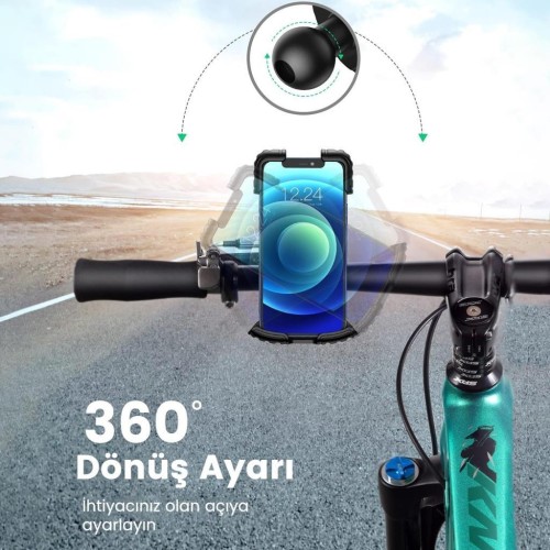 Ugreen Motosiklet ve Bisikletler için 360° Gidon Telefon Tutucu Teşhir