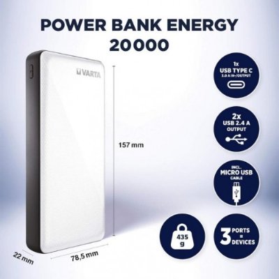 Varta Energy 20000 mAh Hızlı Şarj Powerbank - Teşhir