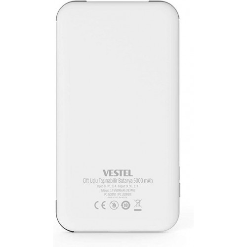 Vestel 5000 mAh Beyaz Taşınabilir Şarj Cihazı